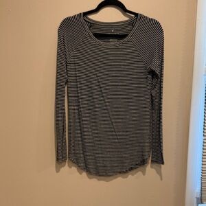 American Eagle Outfitters Black and White Striped Long Sleeve Top
